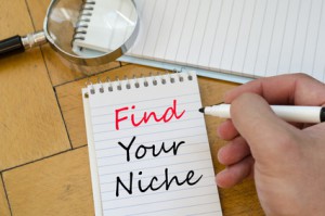 Find your niche text concept write on notebook